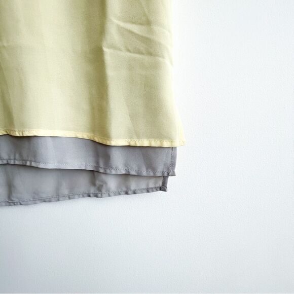 Olive & Oak Tank Shell Yellow Gray Chest Pocket Pullover Blouse High-Low Size S - Picture 3 of 8